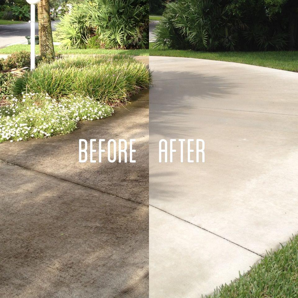 Pressure Washing Driveway - Before and After