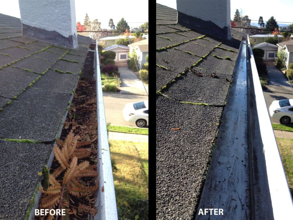 Gutter Cleaning before and after